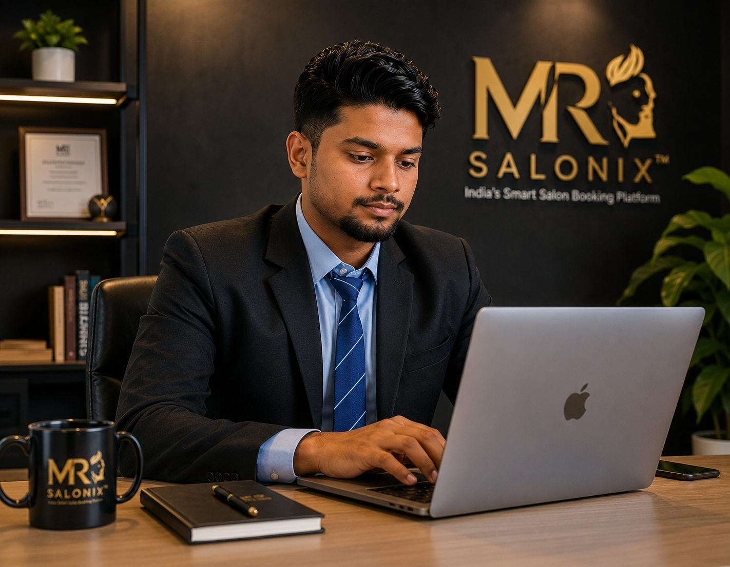 Founder working on the MR Salonix™ platform