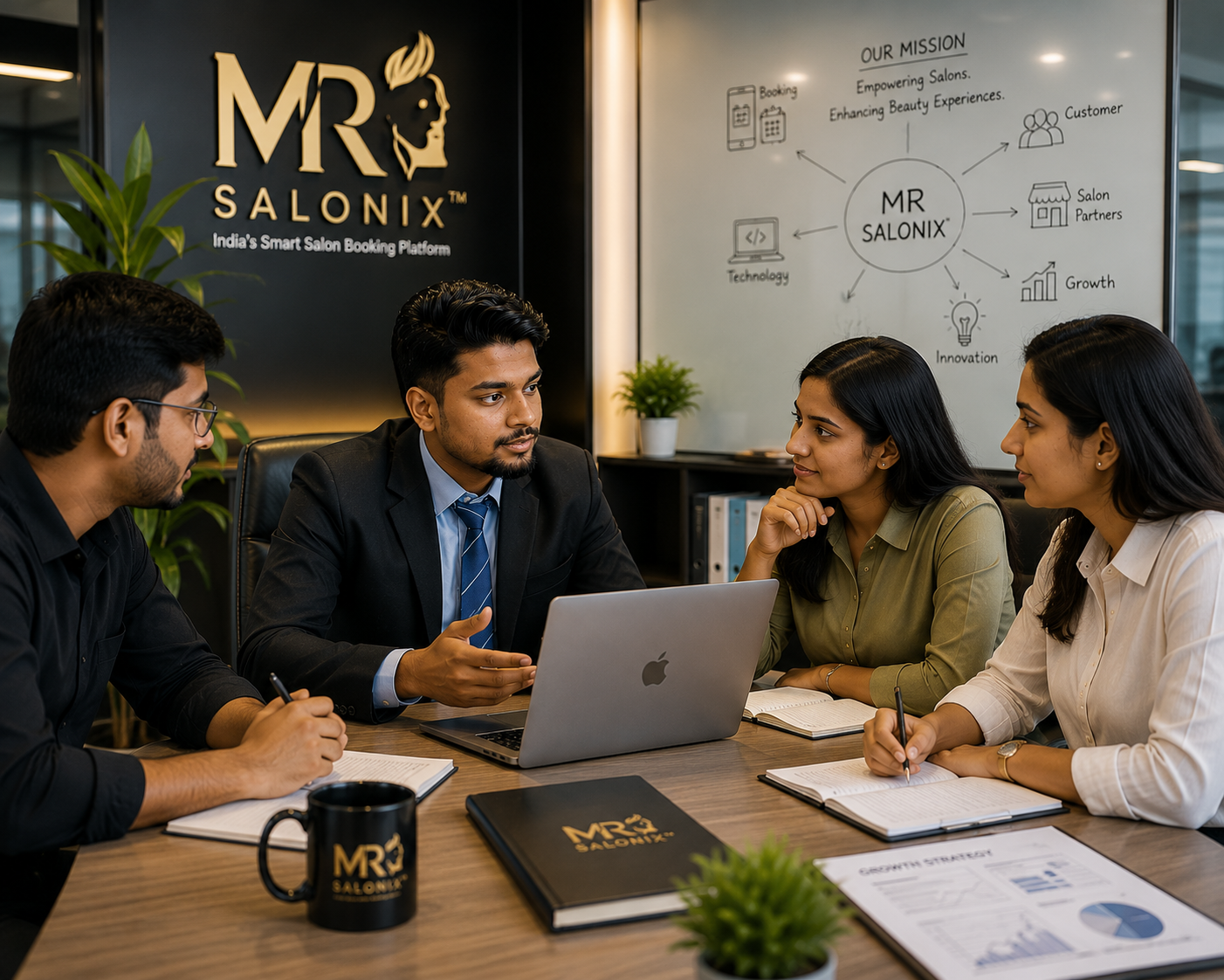 MR Salonix™ team discussing strategy